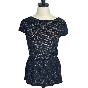Alya Pullover Top Deep V in back Black and Tan Size Medium  D1220